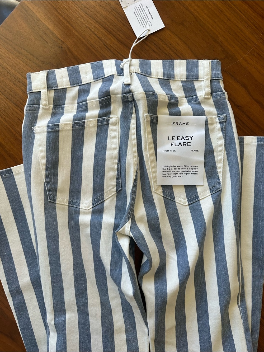 Frame Denim Blue and White Striped Le Easy Flare Jeans - Picture 4 of 5